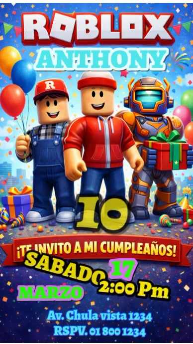 Roblox Birthday Invitation Digital Display Video Template | PosterMyWall