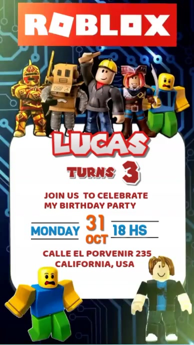 Roblox Birthday Party Template | PosterMyWall