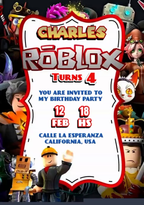 Roblox Birthday Invitation A5 Template | PosterMyWall
