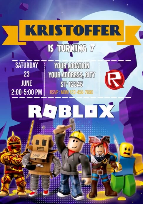 Roblox Birthday Party Invitation Template | PosterMyWall