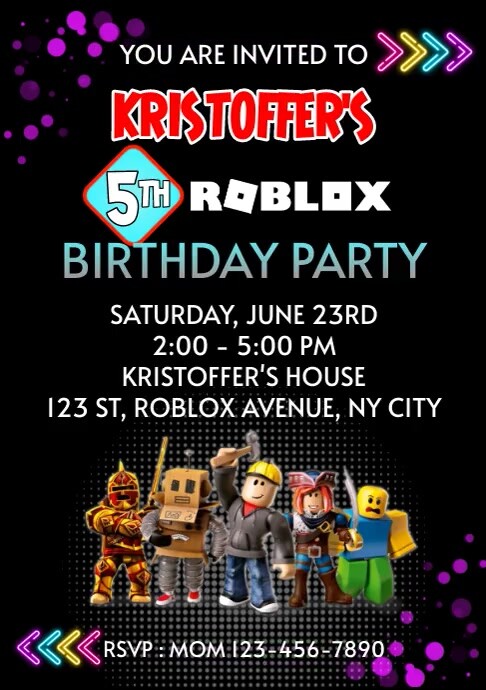 Roblox Birthday Invitation Card