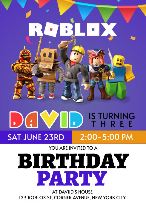 Roblox Design Birthday Template invitation | PosterMyWall