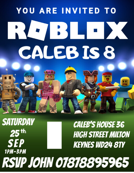 Roblox Game Birthday Invitation Template Flyer (US Letter)