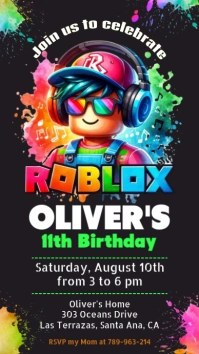 Roblox gamer digital invitation Instagram Story template