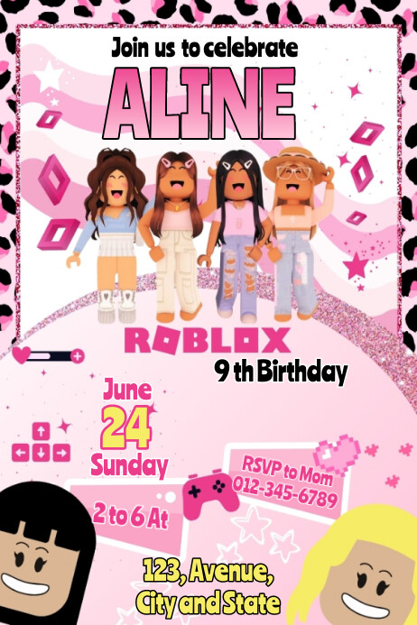 Roblox Girl Birthday Invitation Template | PosterMyWall