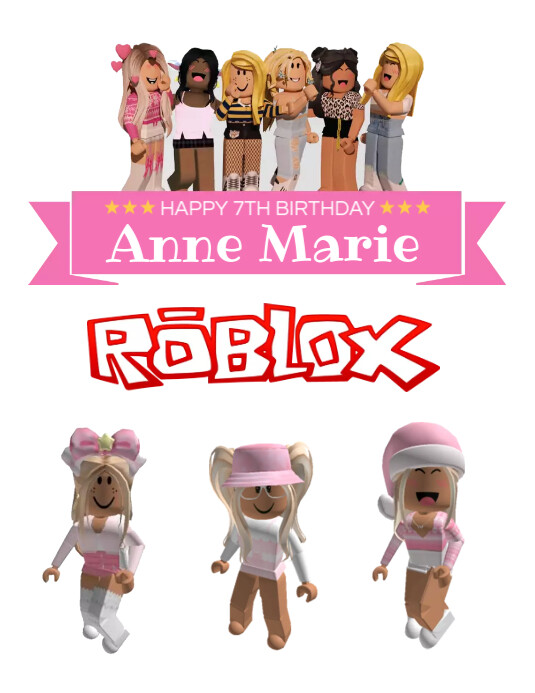 Roblox Girls Cake Topper Template | PosterMyWall