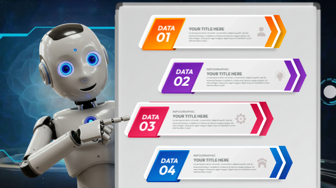 Robotic Data Steps AI Infographic Miniatura na YouTube template
