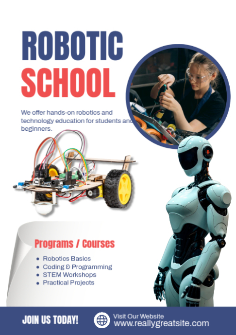 Robotics School — STEM Education & Coding Program Flyer | Editable ...