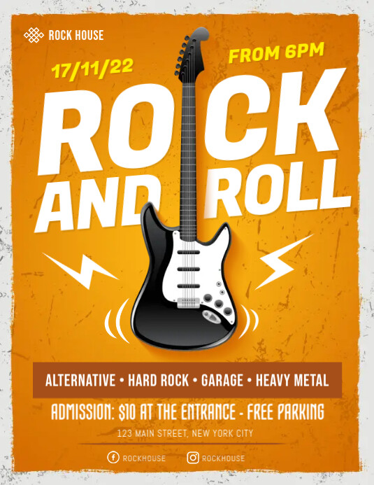 Rock Roll Concert Flyer Template Postermywall