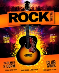 Rock & roll Festival live guitar band performance music concert event invitation flyer template Instagram Portrait