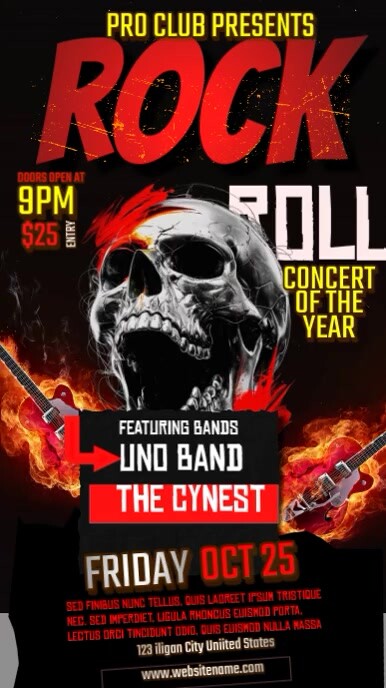 Rock & Roll Poster Video Ads Instagram Story template