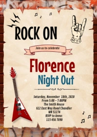 Rock and roll birthday invitation A6 template