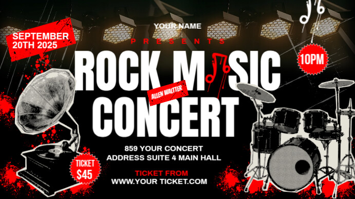 Rock band concert Tampilan Digital (16:9) template