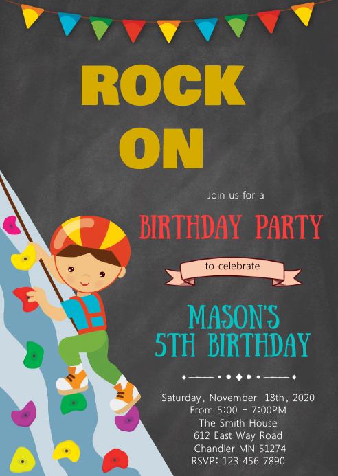 Rock Climbing Birthday Invitation Template Postermywall