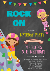 Rock climbing birthday invitation A6 template