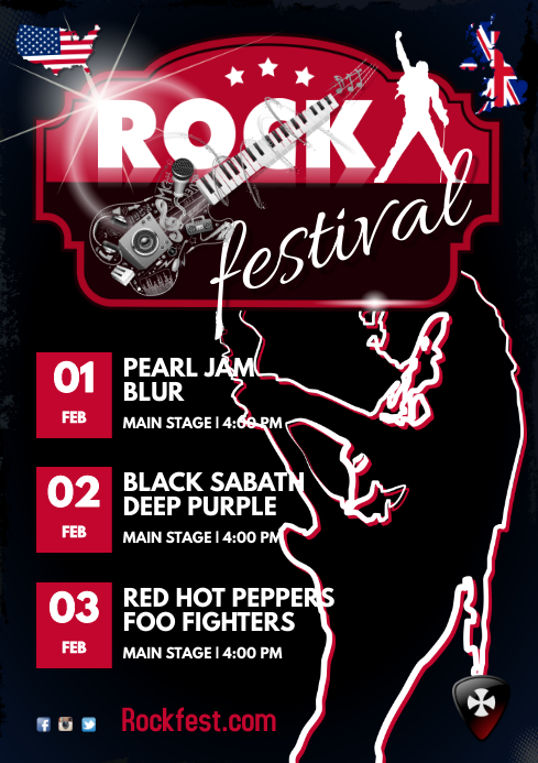 Rock Festival Schedule Template Postermywall