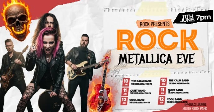 Rock Metallica Banner Imagem partilhada do Facebook template