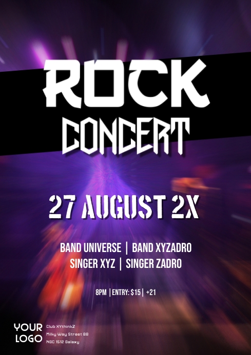 Rock Music Concert Event Party Flyer Band Ad Template