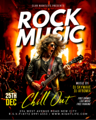 Rock music hard guitar classic heavy metal concert band festival advertisement flyer template Instagram Portrait