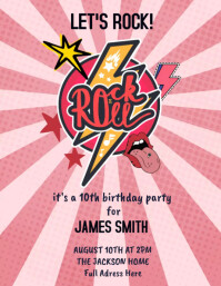 Rock music party - birthday invitation Template | PosterMyWall