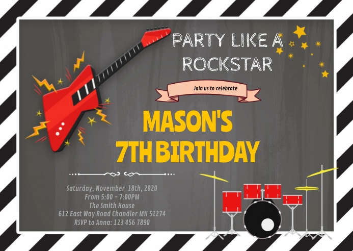 Modele Invitation A Une Fete A Theme Anniversaire Rock N Roll Postermywall Modele Invitation A Une Fete A Theme Anniversaire Rock N Roll Postermywall