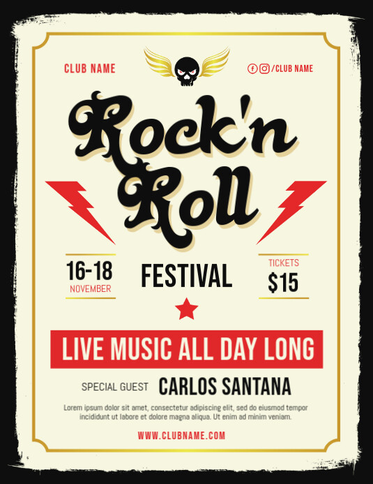 Rock n Roll Live Music Flyer Template PosterMyWall