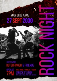 Rock Night Flyer A5 template