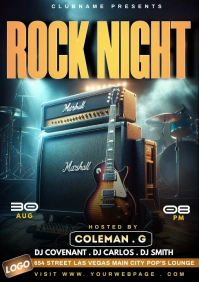 rock night posters A5 template