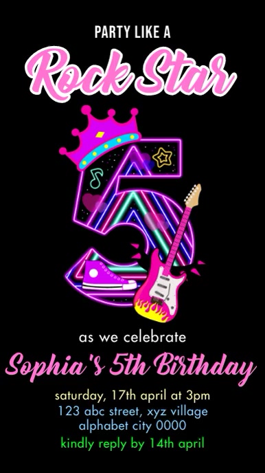 Rock Star Birthday Invitation Template | PosterMyWall