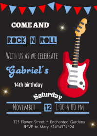 Rock Star Birthday Invitation A6 template