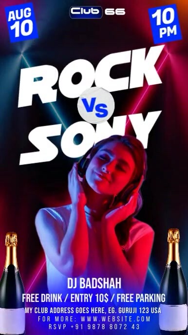 rock vs sony music night dj party ads Instagram Story template