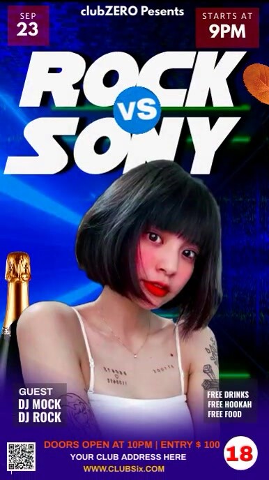 Sony Party Rocker rock vs sony party flyer graphics Template | PosterMyWall