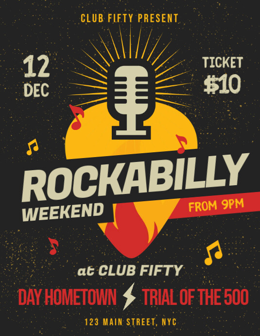 Rockabilly Music Event Flyer Template Postermywall