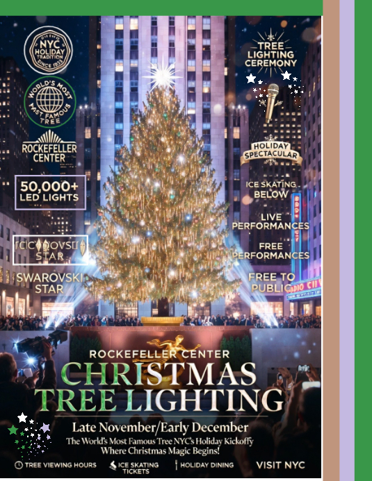 Tree Lighting Flyer.pdf Rockefeller Center Christmas Tree Lighting Template | PosterMyWall