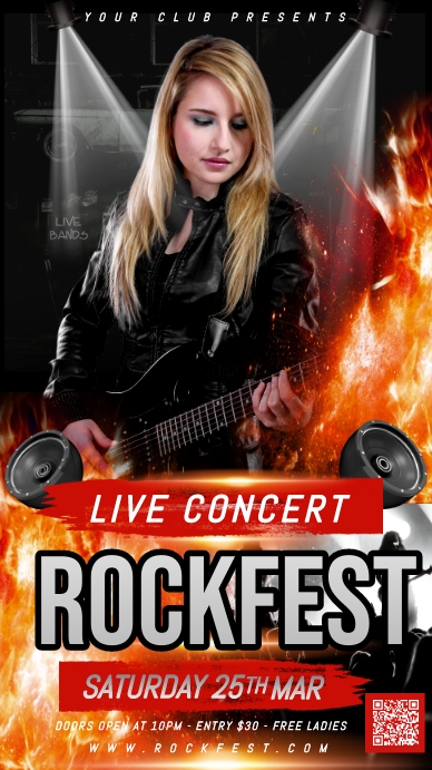 Concert Post Example Rockfest, Rock live concert post Template | PosterMyWall