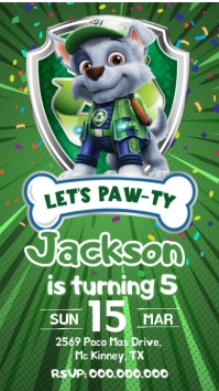 Rocky Paw Patrol Birthday Invitation Digital Display (9:16) template