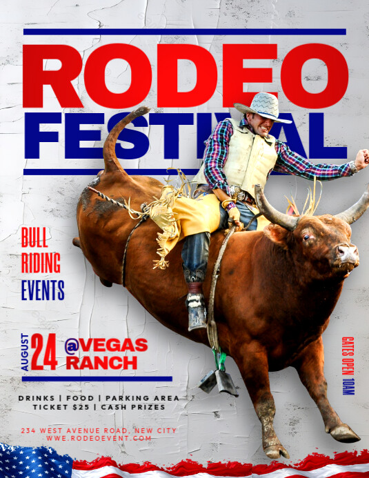 Bull Rider Invitation Rodeo festival bull riding event invitation flyer template | PosterMyWall