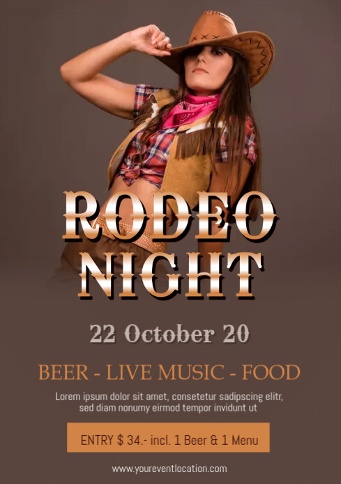 Rodeo Night Event Music Western Country Truck A4 template