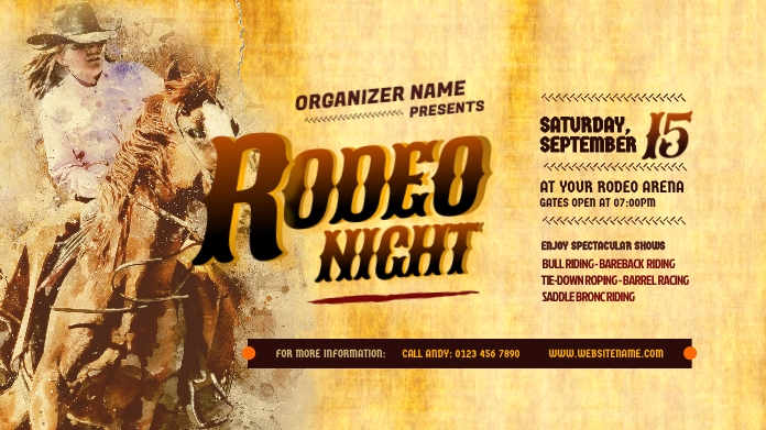 Rodeo Night Twitter Post Template | PosterMyWall