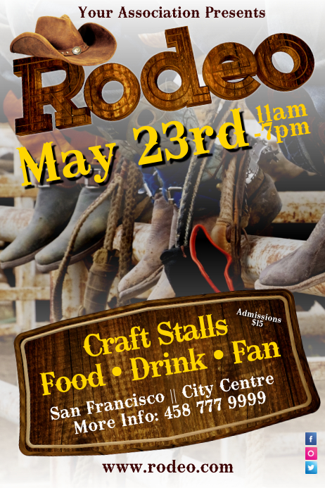 Current Rodeo Poster Rodeo Show Poster Template | PosterMyWall