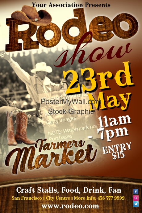 rodeo show poster template postermywall free save the date template