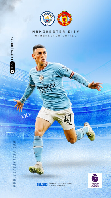 Professional Soccer Sports Football Matchday Flyer And Social Media Post Banner Instagram Templates Ecrã digital (9:16)