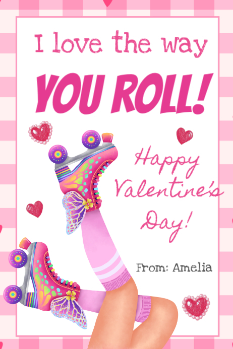Plantilla de Roller Skate Valentine Card Template | PosterMyWall