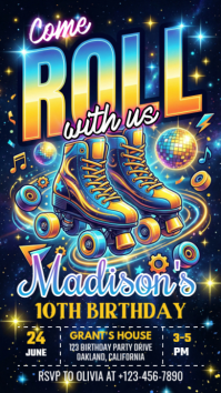 Roller Skating Birthday Party Digital Display template