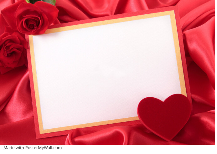 Romantic Blank Card with Roses and Heart Cartolina template
