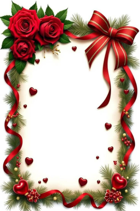 Romantic Christmas rose frame Template | PosterMyWall