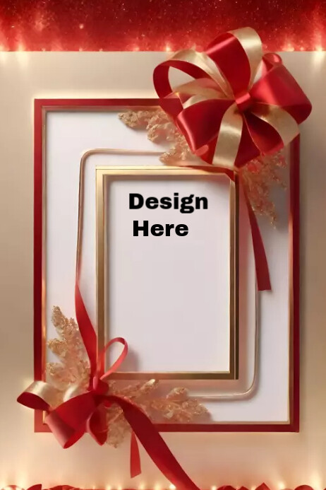 Romantic empty frame, red and gold design โปสเตอร์ template