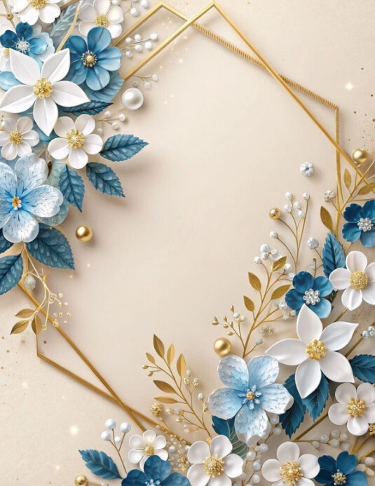 Romantic luxury floral frame Folheto (US Letter) template