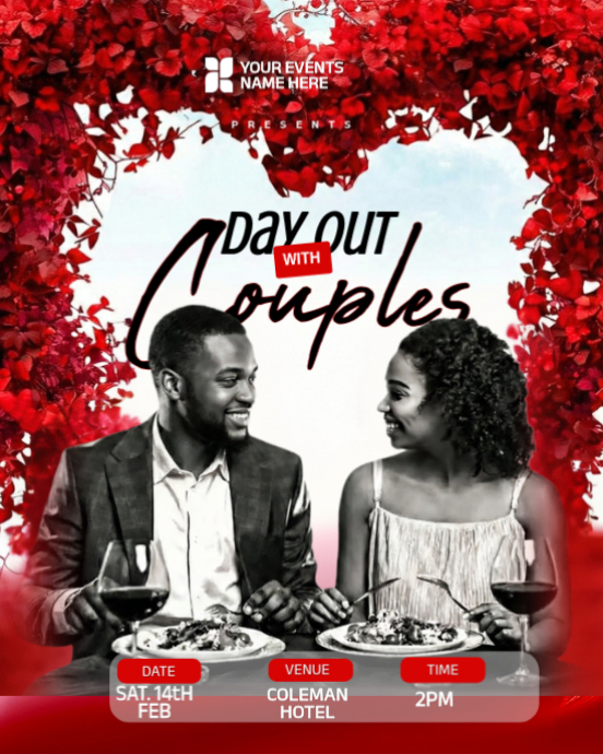 Copy of Romantic Valentine’s Dinner Date Night Flyer for Couples Event ...