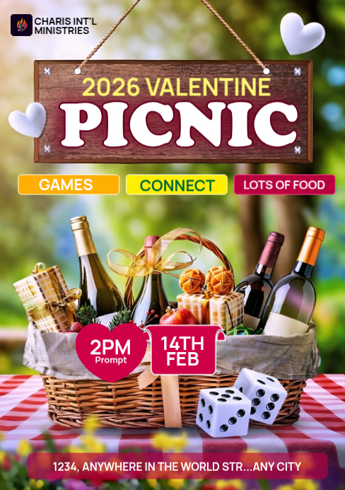 Romantic Valentine's Day Picnic in the Park Date Night Flyer Template ...